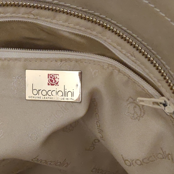 Beige Tote Braccialini (Italy) Genuine Leather  Bag🇮🇹 - Picture 7 of 12